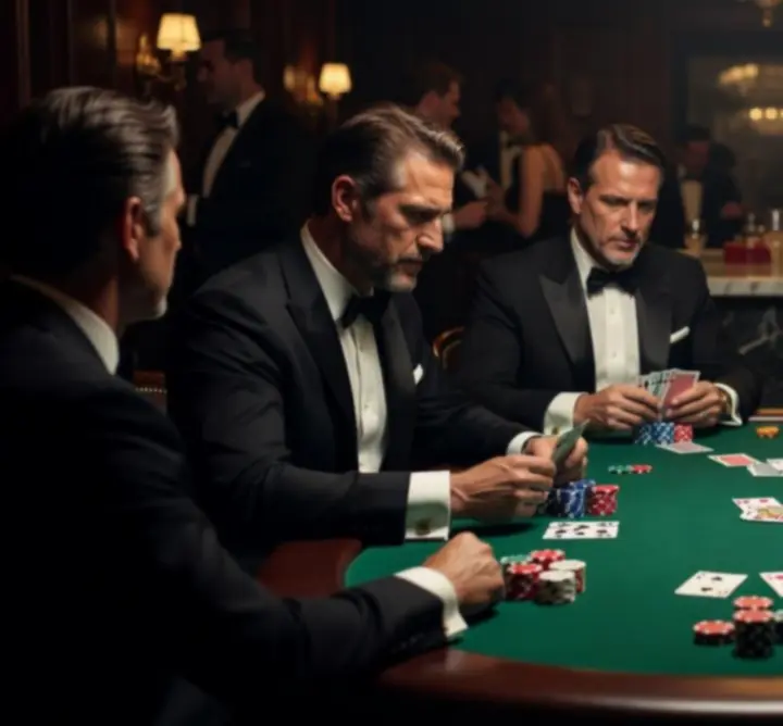 Ekskluzywny wieczór pokerowy z profesjonalnymi stołami i oświetleniem w stylu kasyna